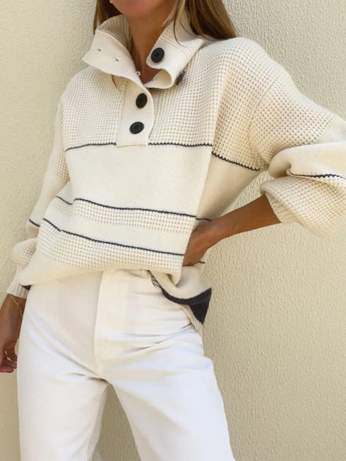 'Brigid' Cropped Waffle Knit Sweater - Celes Fashion
